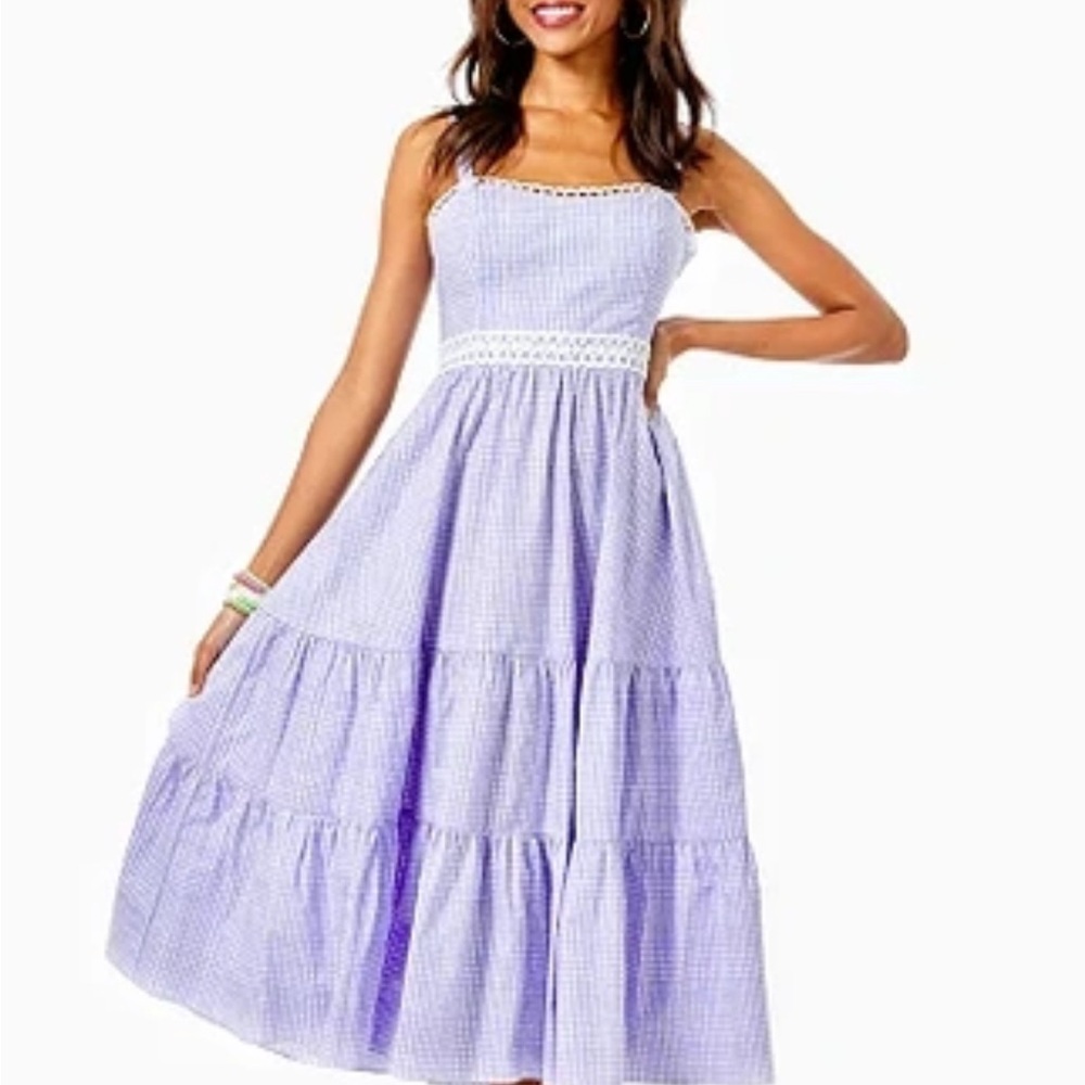 Lilly Pulitzer Purple Tiered Ruffled Midi Dress